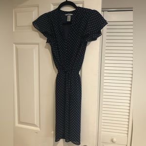 H&M Polka-Dot Navy and White Dress